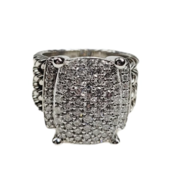 David Yurman Wheaton Diamond Ring Sterling Silver - Picture 9 of 9